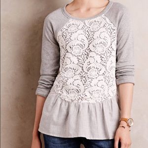 Anthropologie Lace Overlay Pullover
